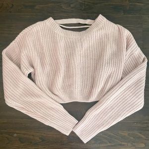 Lace-Up Back Cropped Sweater